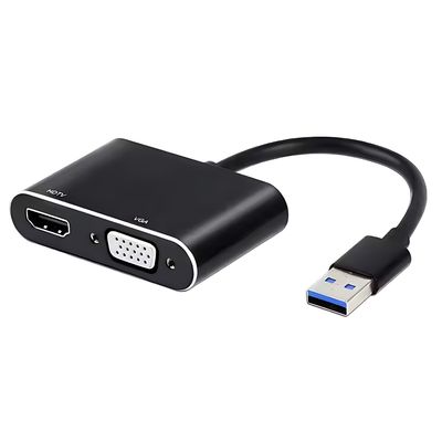HUB Adaptador Multipuertos 2 en 1 - USB A a 1*HDMI, 1*VGA