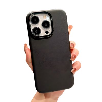 Funda de cuero para iPhone 15 Pro — Gris