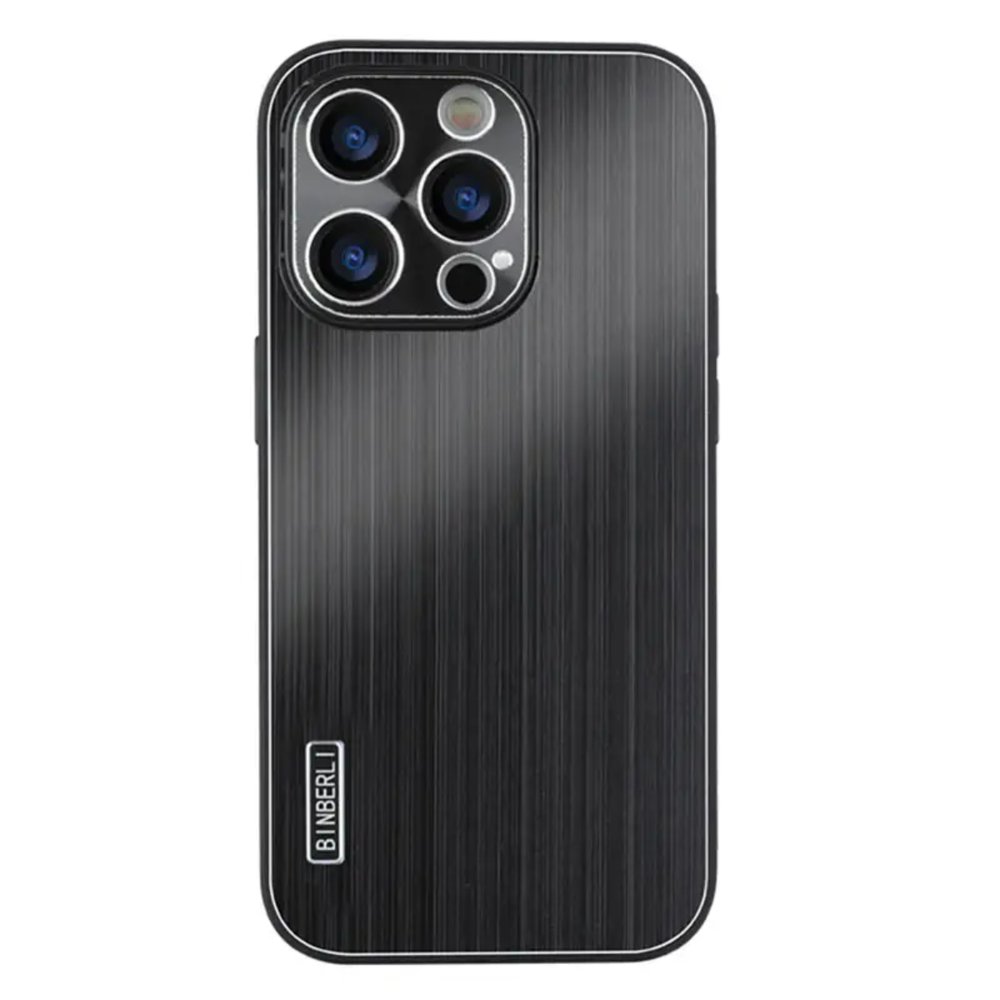 Iphone 14 pro Panel trasero de metal cepillado + TPU clase: C color: Negro