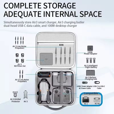 Bolso Maletín organizador para dron compatible con DJI Air 3 DJI RC-N2/DJI RC 2 (Fly more combo)