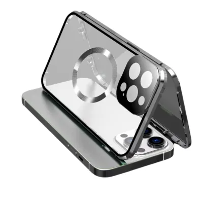 Funda magnética marco de aluminio iPhone 15 Pro Max Plata