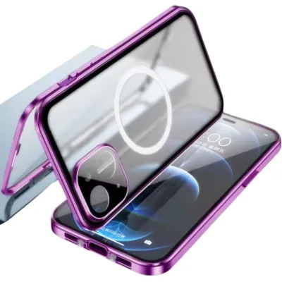 Funda magnética marco de aluminio iPhone 15 Pro Max Rosa